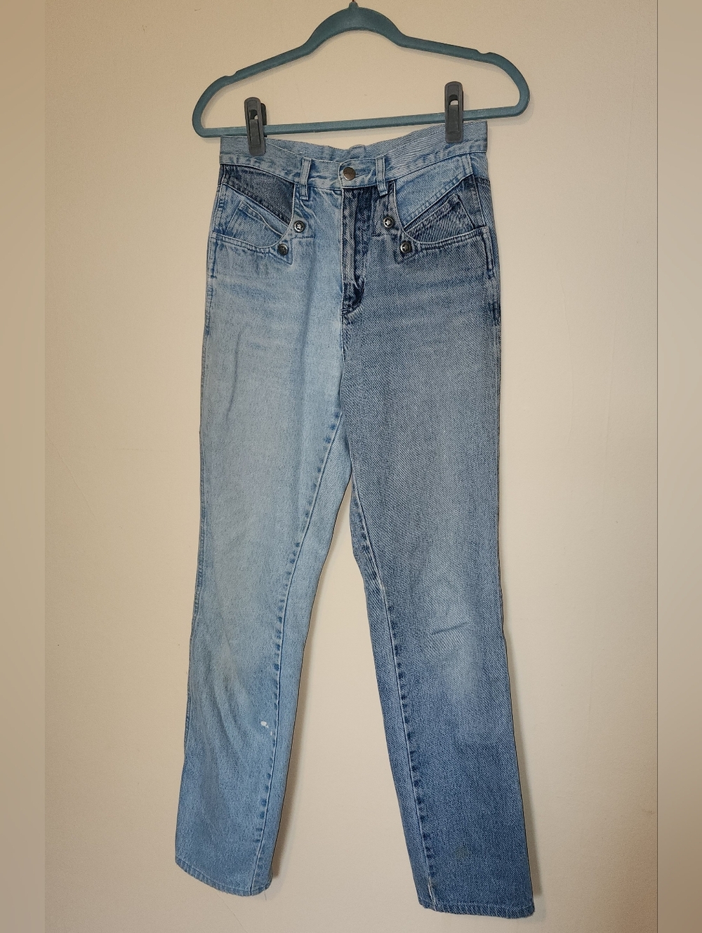 Rare Vintage Wrangler Two-Tone Light and Medium Blue Straight Leg Jeans